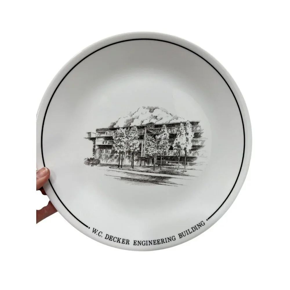 Set of 2 Corelle Plates Corporate Headquarters & Decker Engineering Building